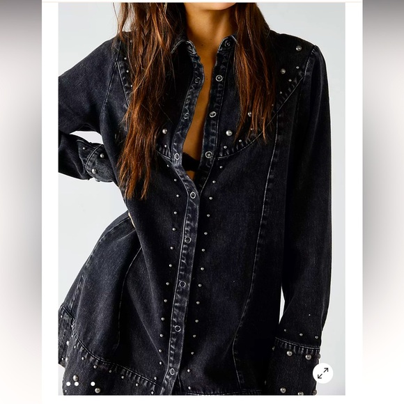 Free People Bennett Mini Dress / M / Black Wash - Picture 1 of 7